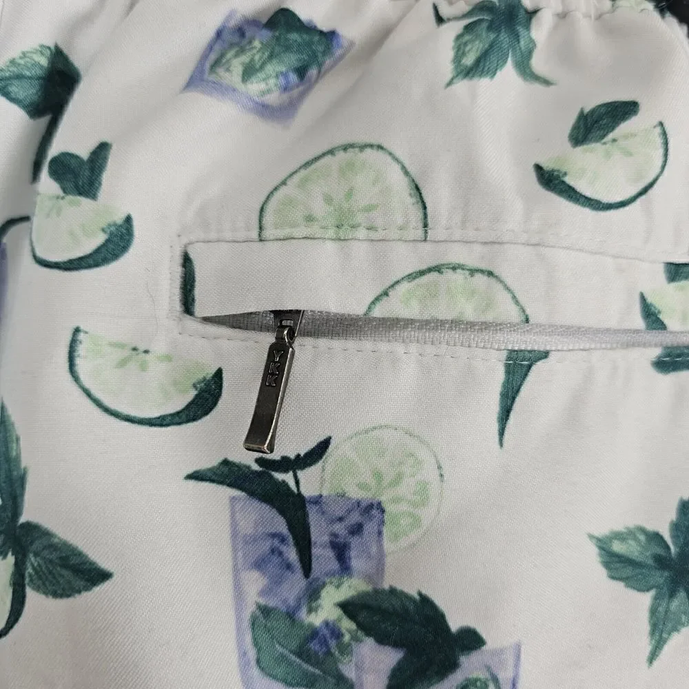 Caribbean Swimwear Men's Size Medium White Mojito Print Swim Trunks